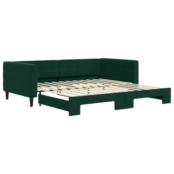 Tagesbett Ausziehbar Dunkelgrün 100x200 cm Samt