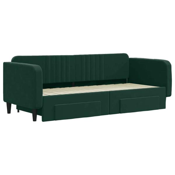 Tagesbett Ausziehbar mit Schubladen Dunkelgrün 90x200 cm Samt