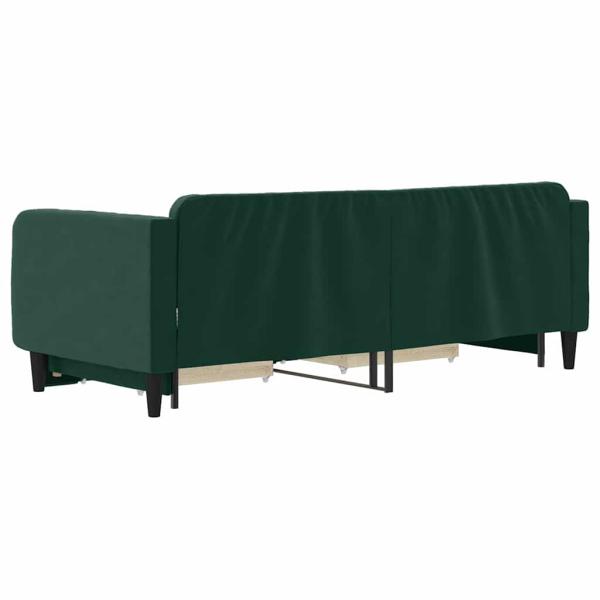 Tagesbett Ausziehbar mit Schubladen Dunkelgrün 90x200 cm Samt
