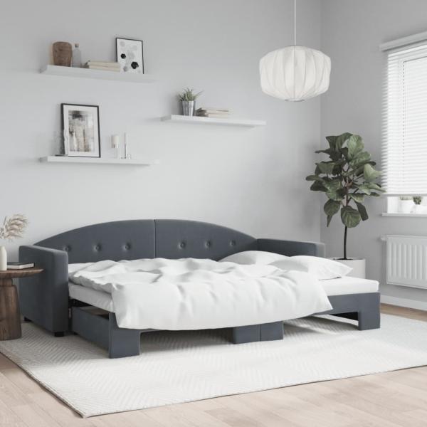 ARDEBO.de - Tagesbett Ausziehbar Dunkelgrau 80x200 cm Samt