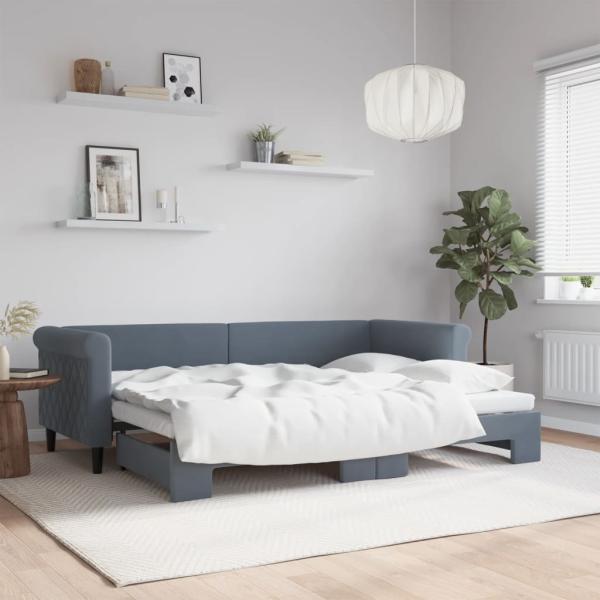 ARDEBO.de - Tagesbett Ausziehbar Dunkelgrau 80x200 cm Samt