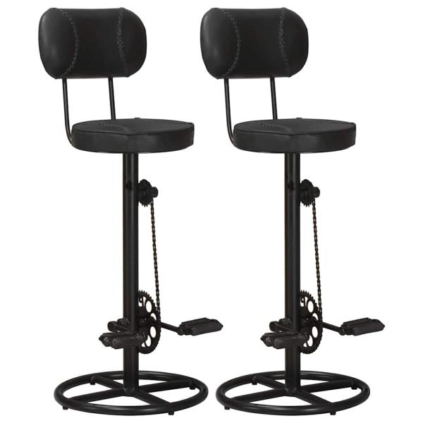 ARDEBO.de - Barhocker 2 Stk. Schwarz Echtes Ziegenleder
