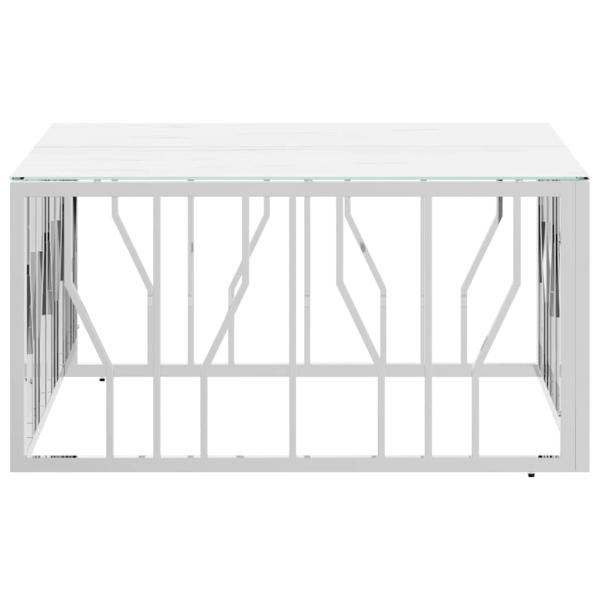Couchtisch Silbern 80x80x40 cm Edelstahl und Glas