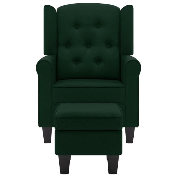 Sessel mit Fußhocker Dunkelgrün Stoff