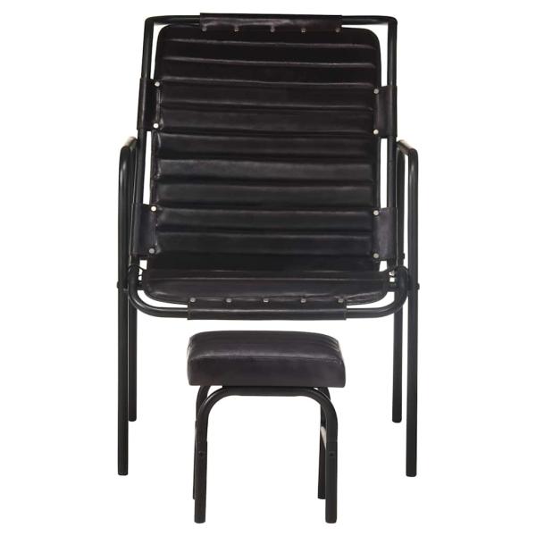 Relaxsessel mit Fu?hocker Schwarz Echtleder