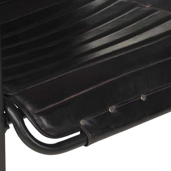 Relaxsessel mit Fu?hocker Schwarz Echtleder