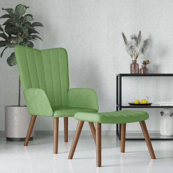 ARDEBO.de - Relaxsessel mit Hocker Hellgr?n Samt