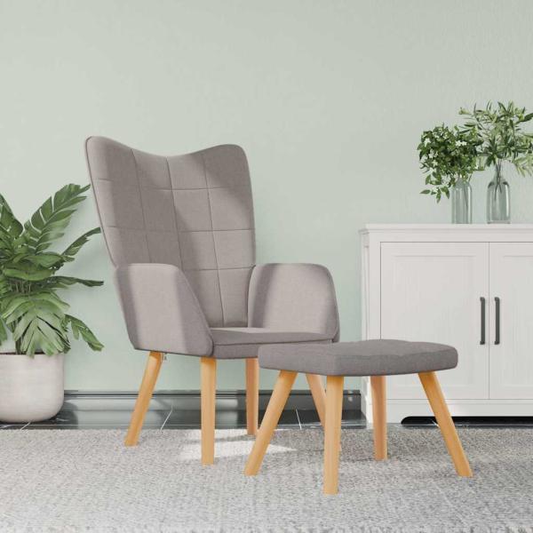 ARDEBO.de - Relaxsessel mit Hocker Taupe Stoff
