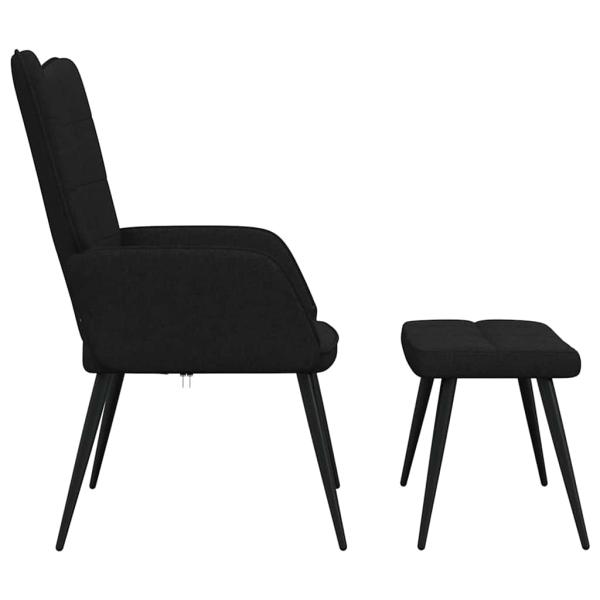 Relaxsessel mit Hocker Schwarz Stoff