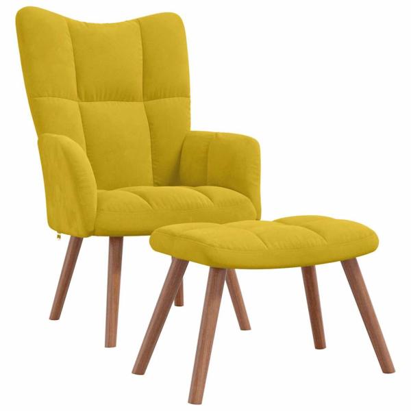 Relaxsessel mit Hocker Senfgelb Samt