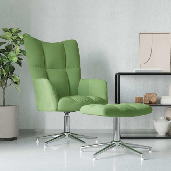 ARDEBO.de - Relaxsessel mit Hocker Hellgrün Samt