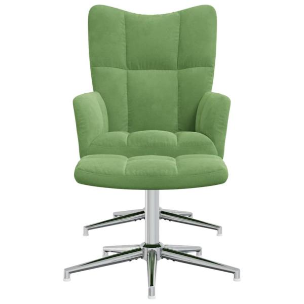 Relaxsessel mit Hocker Hellgrün Samt
