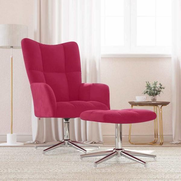 ARDEBO.de - Relaxsessel mit Hocker Weinrot Samt
