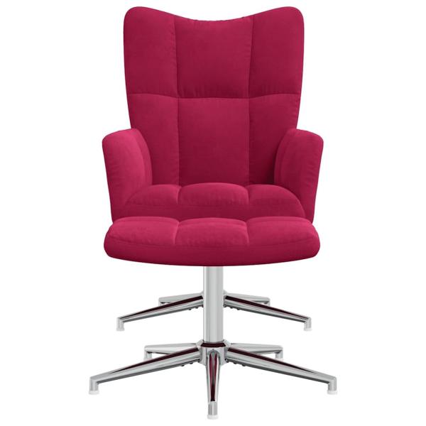 Relaxsessel mit Hocker Weinrot Samt