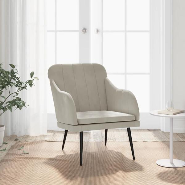 ARDEBO.de - Sessel Hellgrau 63x76x80 cm Samt