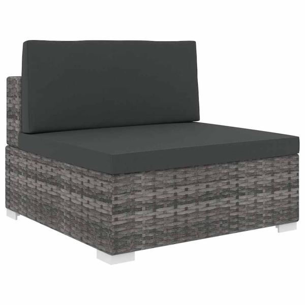 ARDEBO.de - Mittelsofa mit Kissen Modular Poly Rattan Grau