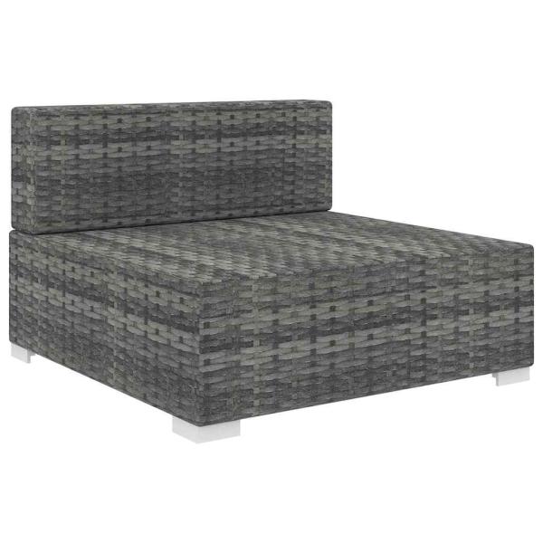 Mittelsofa mit Kissen Modular Poly Rattan Grau