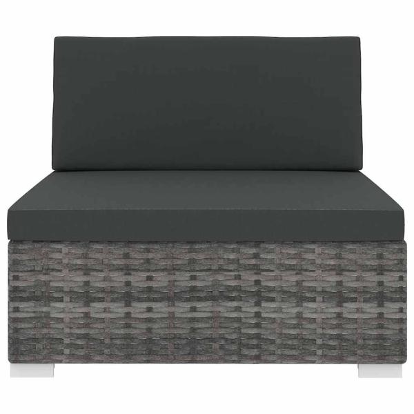 Mittelsofa mit Kissen Modular Poly Rattan Grau