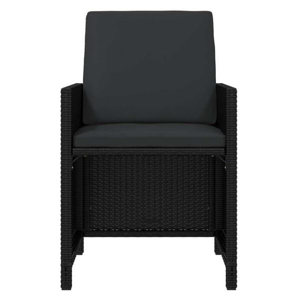 21-tlg. Garten-Essgruppe mit Kissen Poly Rattan Schwarz