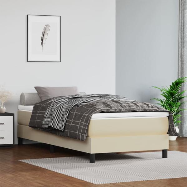 ARDEBO.de - Boxspringbett mit Matratze Creme 80x200 cm Kunstleder