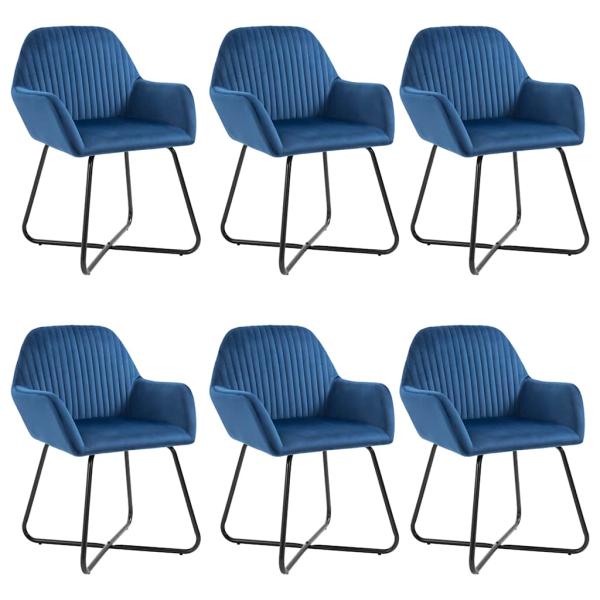 ARDEBO.de - Esszimmerstühle 6 Stk. Blau Samt