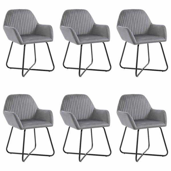 ARDEBO.de - Esszimmerstühle 6 Stk. Grau Samt