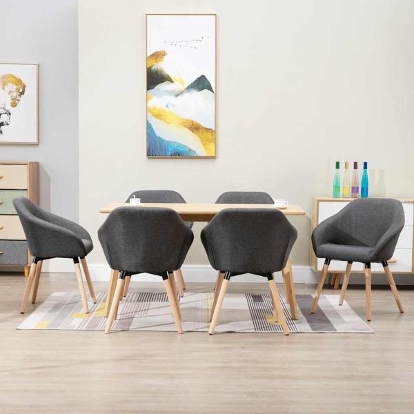 ARDEBO.de - Esszimmerstühle 6 Stk. Dunkelgrau Stoff