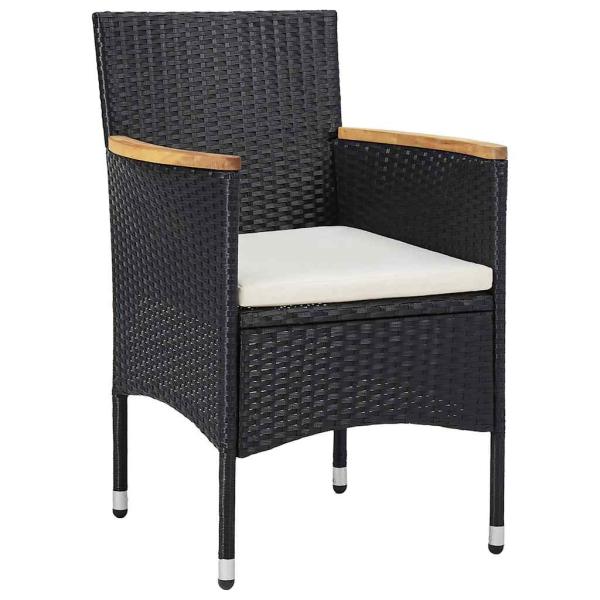 5-tlg. Garten-Essgruppe Schwarz Poly Rattan und Akazienholz
