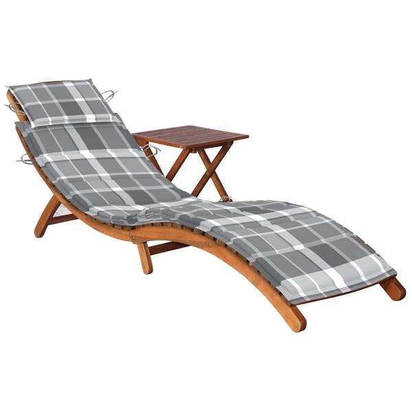 ARDEBO.de - Sonnenliege mit Tisch und Auflage Massivholz Akazie