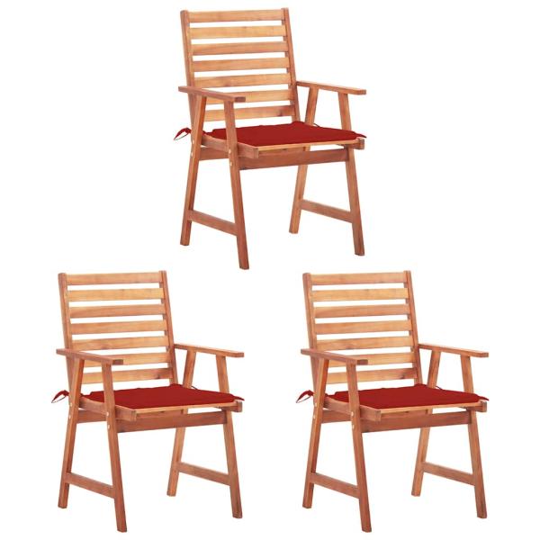 ARDEBO.de - Garten-Essstühle 3 Stk. mit Kissen Massivholz Akazie