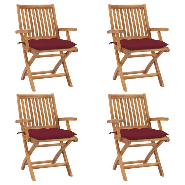 ARDEBO.de - Klappst?hle mit Kissen, 4-teilig, Massivholz Teakholz