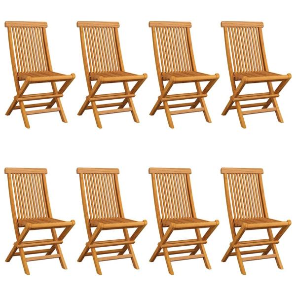 Klappstühle mit roten Kissen, 8-teilig, Massivholz Teakholz