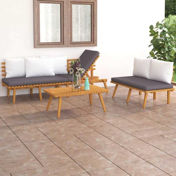ARDEBO.de - 3-tlg. Garten-Lounge-Set mit Kissen Massivholz Akazie