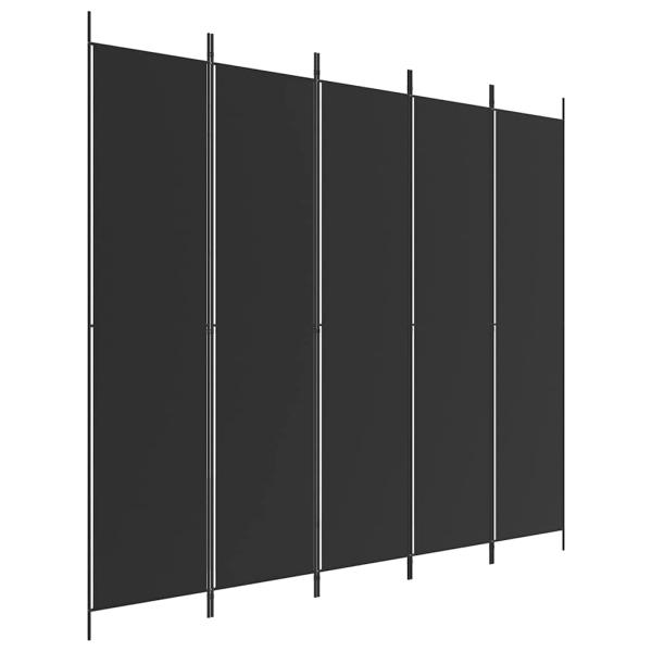 5-tlg. Paravent Schwarz 250x220 cm Stoff