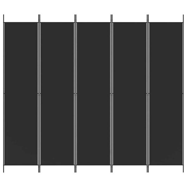 5-tlg. Paravent Schwarz 250x220 cm Stoff