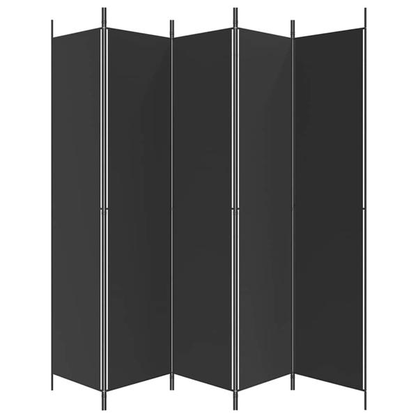 5-tlg. Paravent Schwarz 250x220 cm Stoff