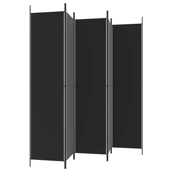 5-tlg. Paravent Schwarz 250x220 cm Stoff