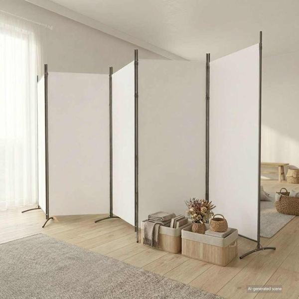 ARDEBO.de - 5-tlg. Paravent Weiß 433x180 cm Stoff