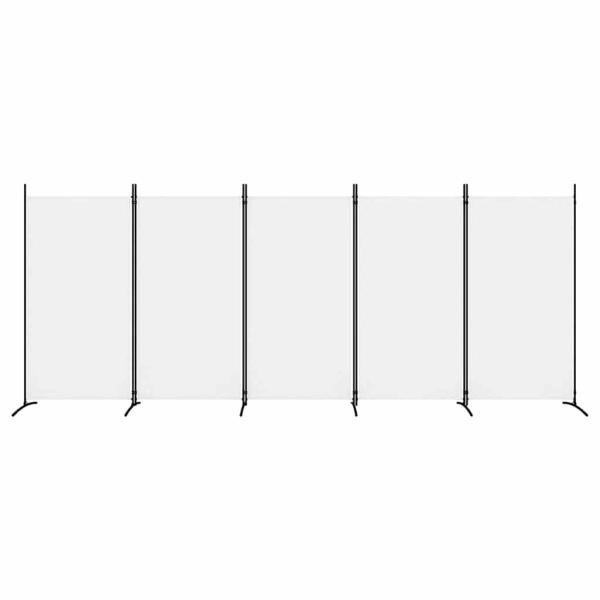 5-tlg. Paravent Weiß 433x180 cm Stoff