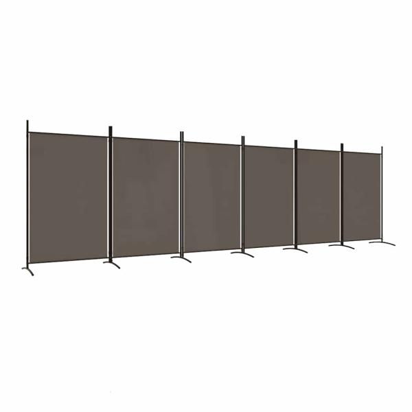 6-tlg. Paravent Anthrazit 520x180 cm Stoff