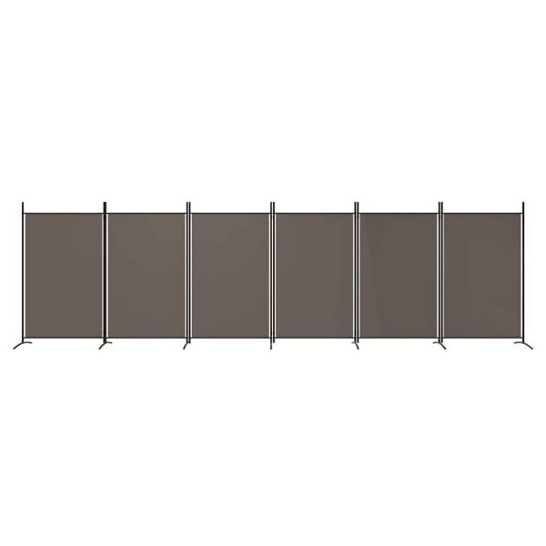 6-tlg. Paravent Anthrazit 520x180 cm Stoff