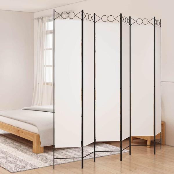 ARDEBO.de - 6-tlg. Paravent Weiß 240x220 cm Stoff