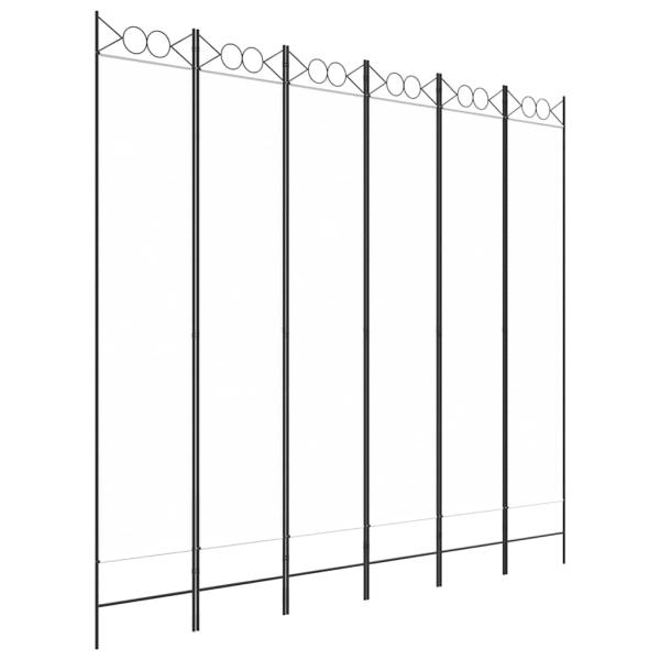 6-tlg. Paravent Weiß 240x220 cm Stoff