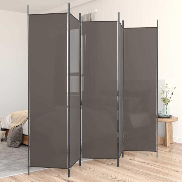 ARDEBO.de - 5-tlg. Paravent Anthrazit 250x200 cm Stoff