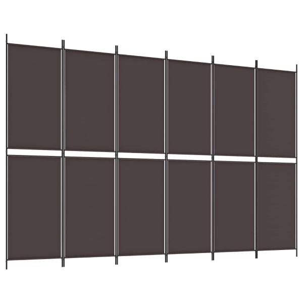 6-tlg. Paravent Braun 300x200 cm Stoff