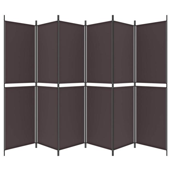 6-tlg. Paravent Braun 300x200 cm Stoff