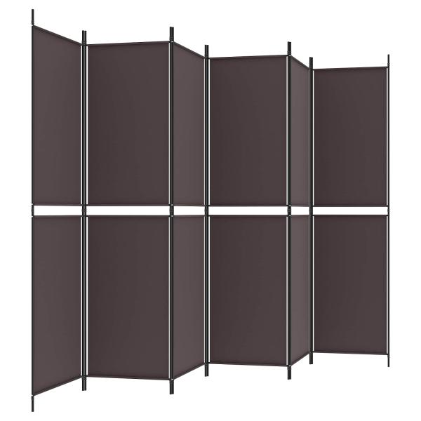 6-tlg. Paravent Braun 300x200 cm Stoff