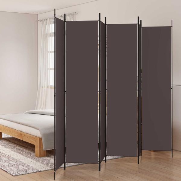 ARDEBO.de - 6-tlg. Paravent Braun 300x220 cm Stoff