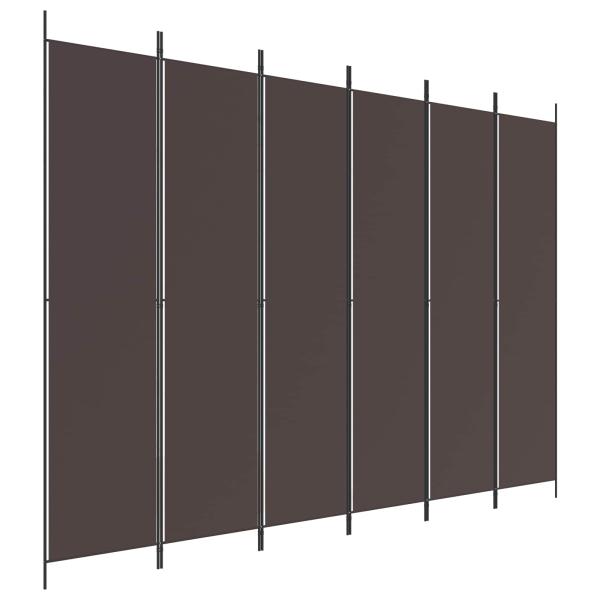 6-tlg. Paravent Braun 300x220 cm Stoff