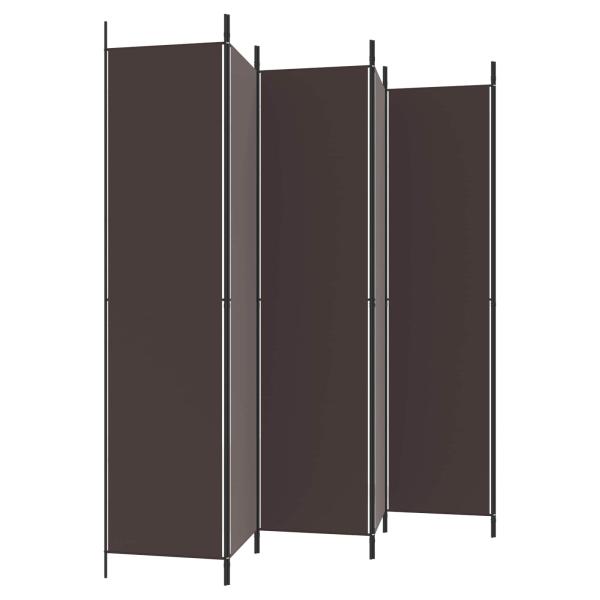 6-tlg. Paravent Braun 300x220 cm Stoff